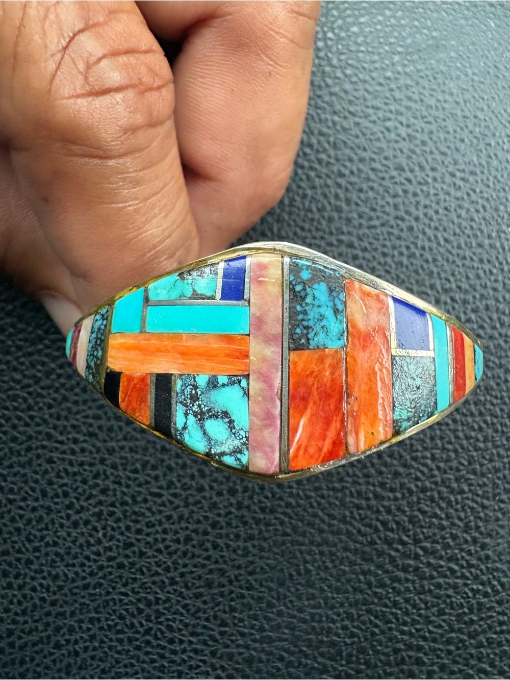 Handcrafted Multicolor Inlay Statement Ring - Women Jewelry
